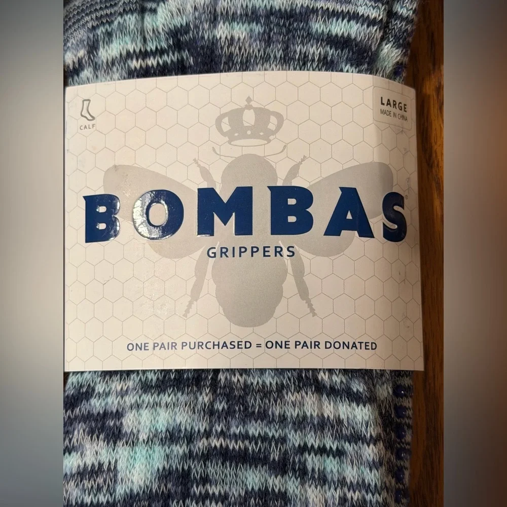 Bombas Unisex Space Dye Blue & Purple Gripper Mid Calf Socks (2Pairs) Large NWT - Picture 3 of 6
